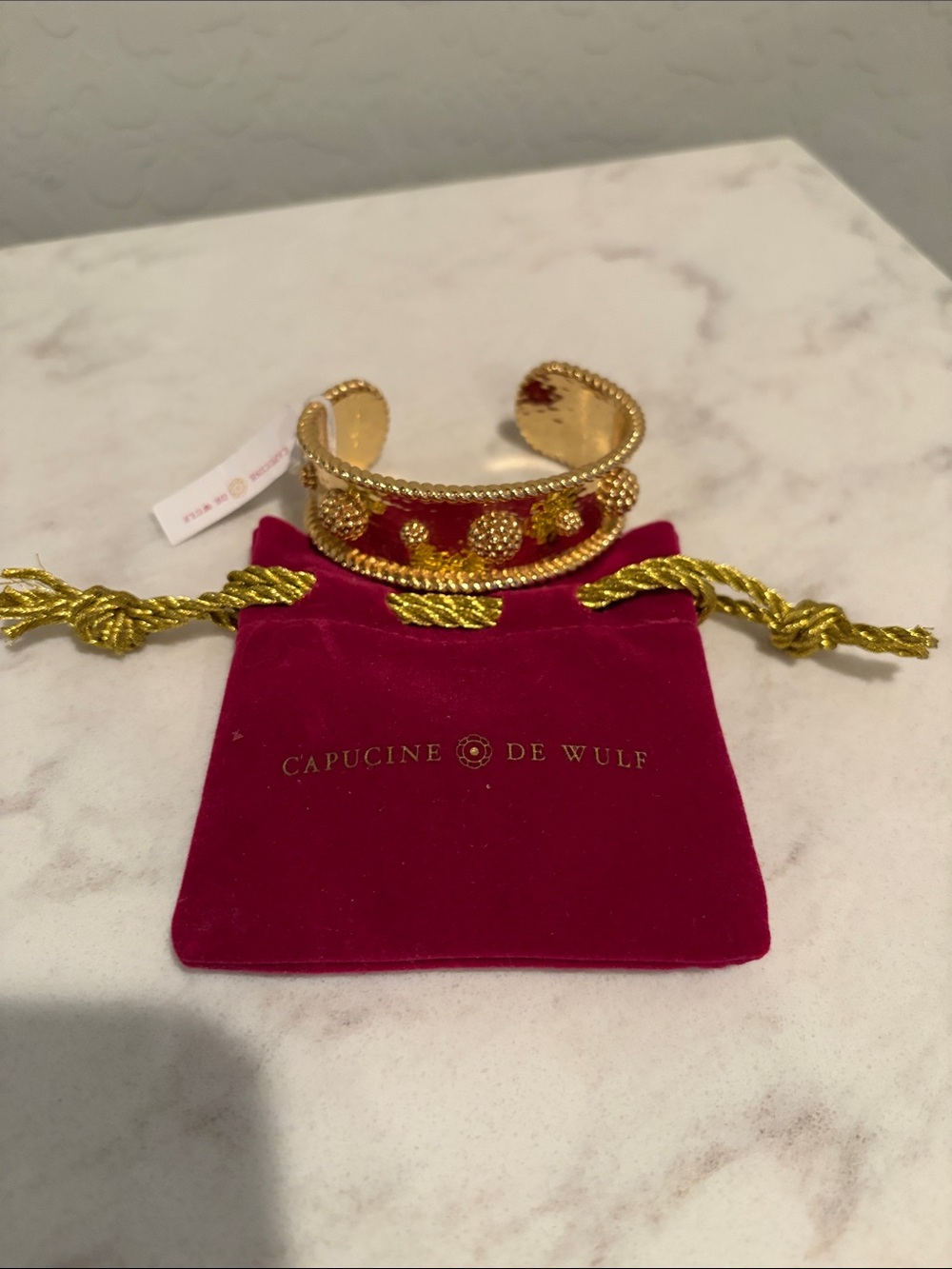 Juliska Berry. Classic Gold Textured Cuff Bracelet NWT